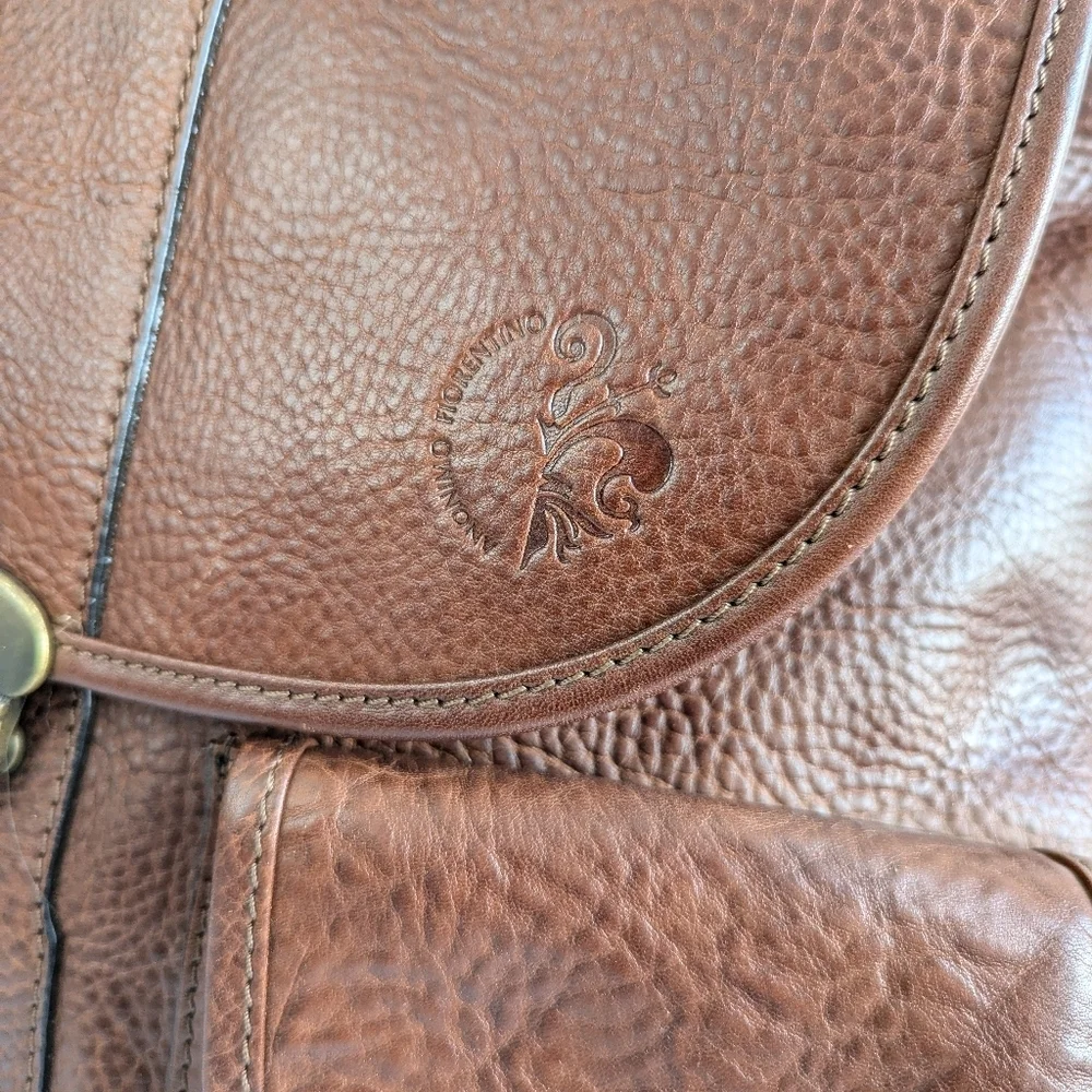 Anonimo Fiorentino Pebbled Leather Drawstring Closure Backpack Bookbag Brown